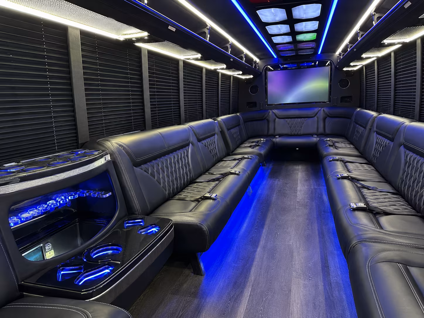league city 20 passenger party bus inside