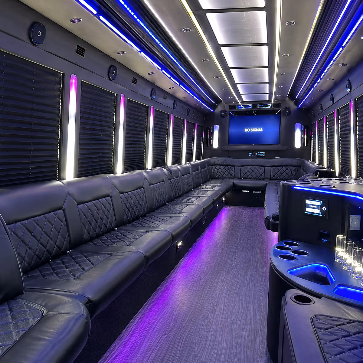 league city 30 passenger party bus inside